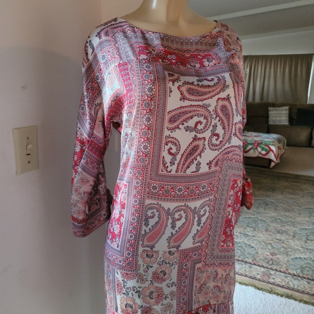 Letarte Red and Pink Paisley Swim Coverup